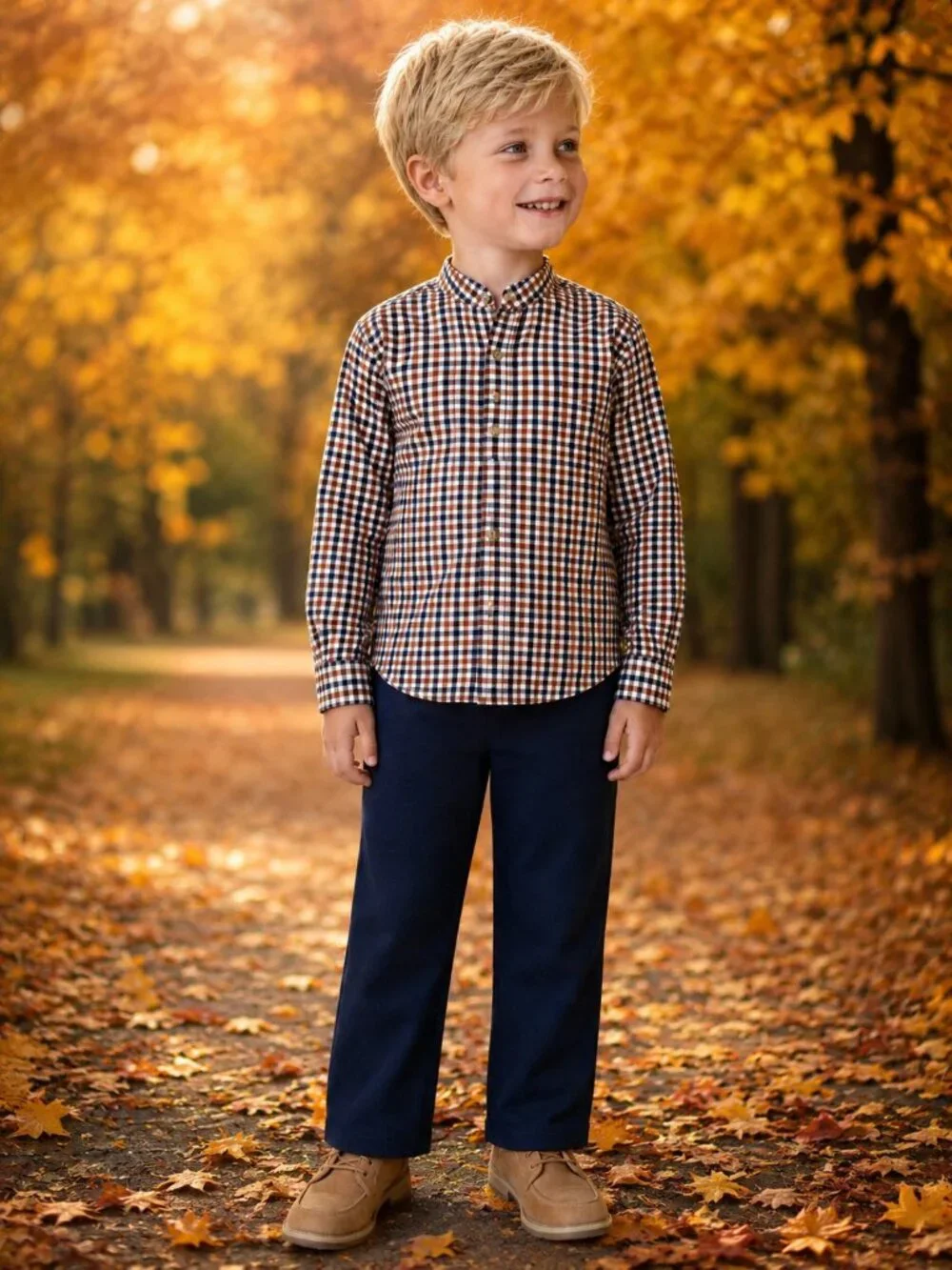 Edgehill Collection Boys Plaid Long Sleeve Shirt and Pants Set Sz 6 NWT